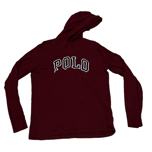 Thrifted Polo Pull Over Hooded Sweatshirt
