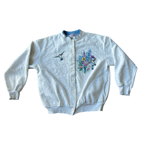 Thrifted Hummingbird Button Down Sweater