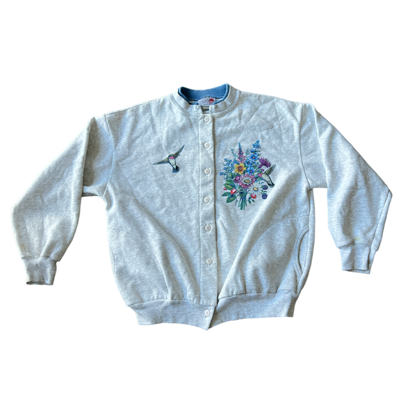 Thrifted Hummingbird Button Down Sweater